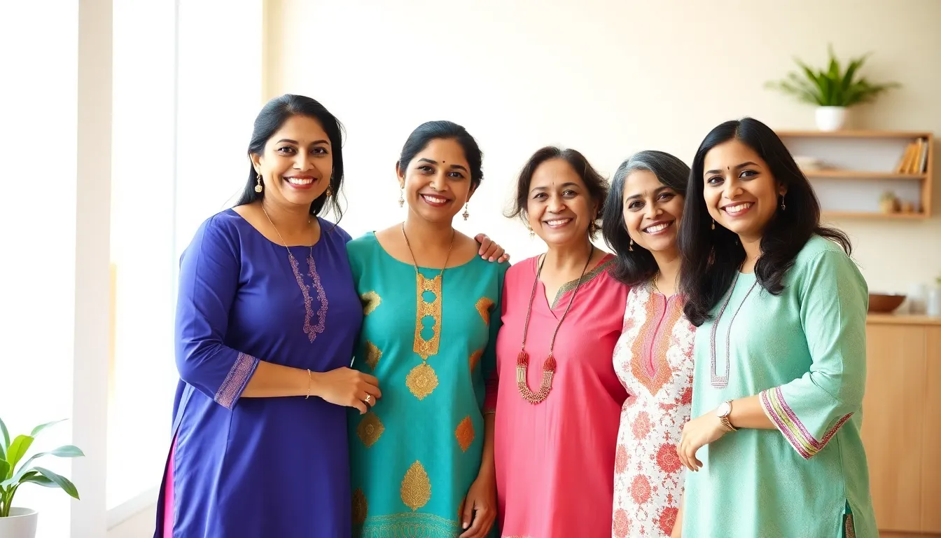 Happy customers wearing Saru Fashion kurtis